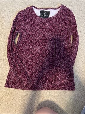 Sag Harbor Women's Plum Floral-Pattern Long Sleeve Tee